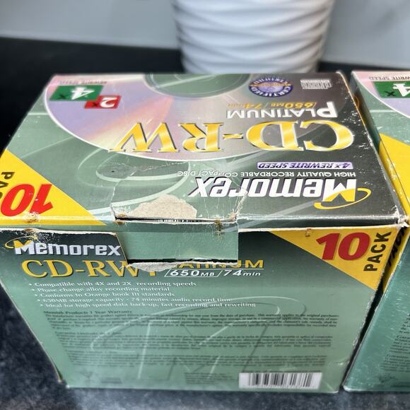 Memorex CD-RW Platinum 4x Rewritable Speed 650MB / 74 mins 21 Discs New & Sealed - Picture 7 of 10
